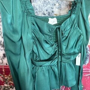 SIX/FIFTY Emerald Green Blouse Shirt. Size Medium NWT
